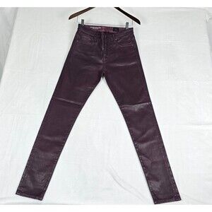 AG Farrah Skinny Ankle Women’s Burgundy Coated High-Rise Jeans 27R Stretch